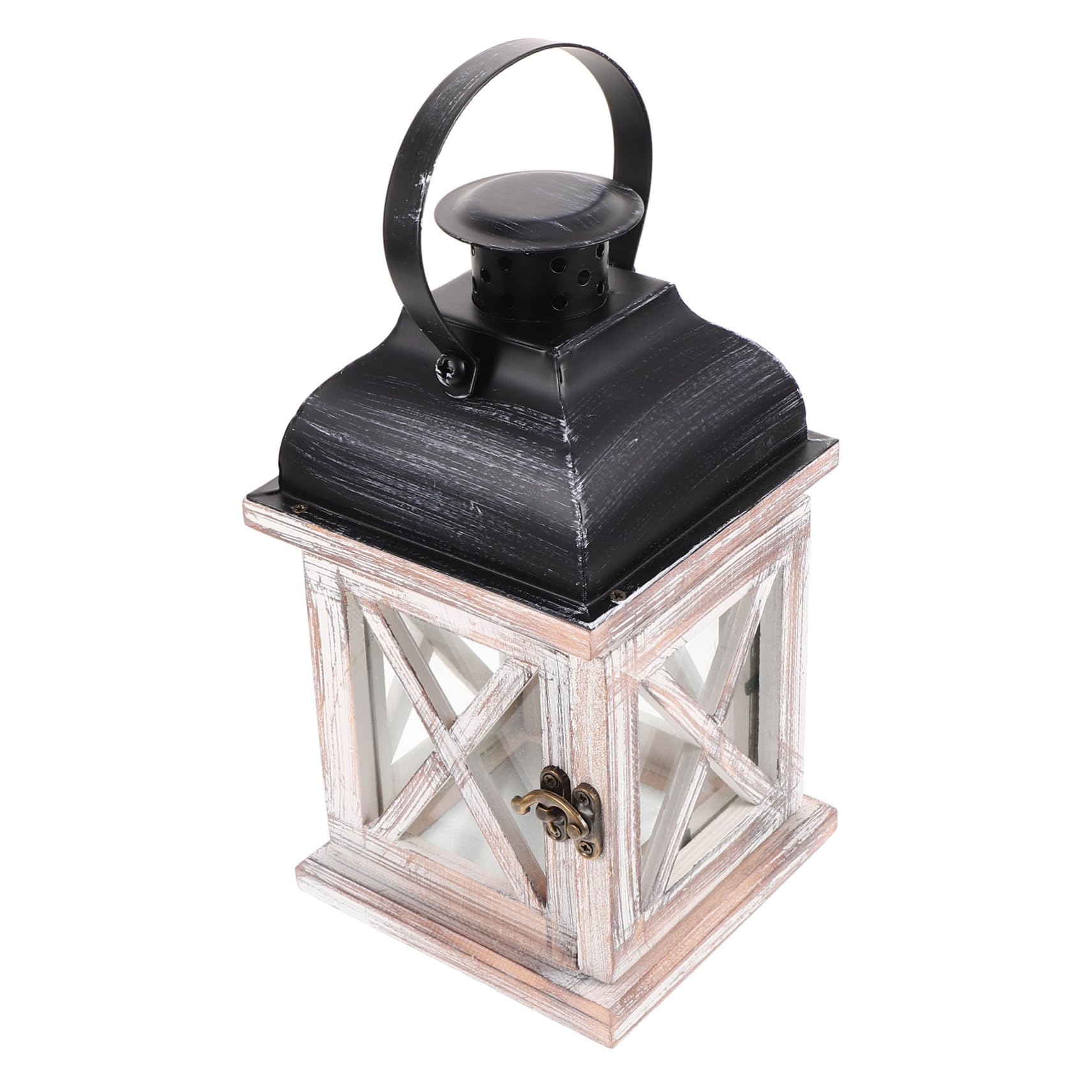 Lanterna Candela Sospesa in Ferro, Legno e Vetro Vintage | Decorazione Casa e Allestimenti Nozze, Pratica e Romantica, Colore Casuale