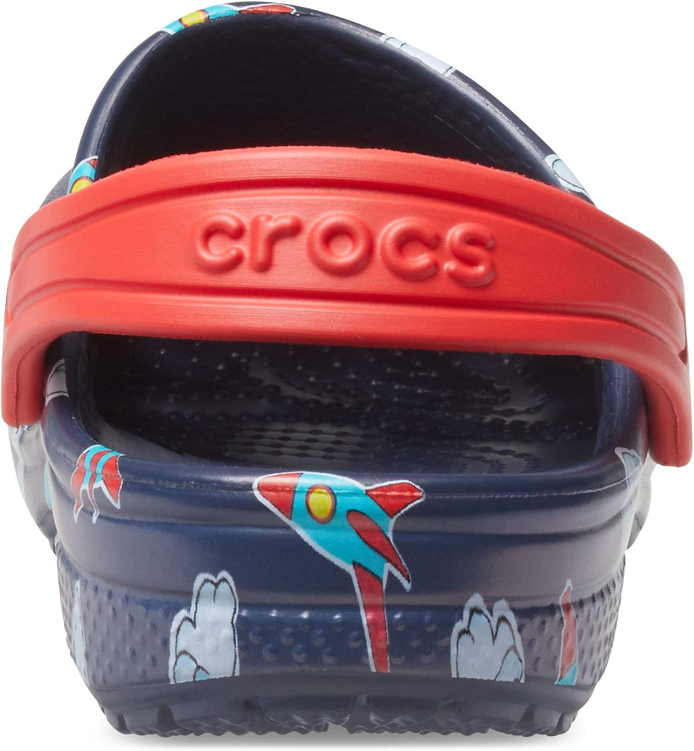 Crocs Kids' Classic Graphic Clog, Rockets/Clouds, 4 Toddler