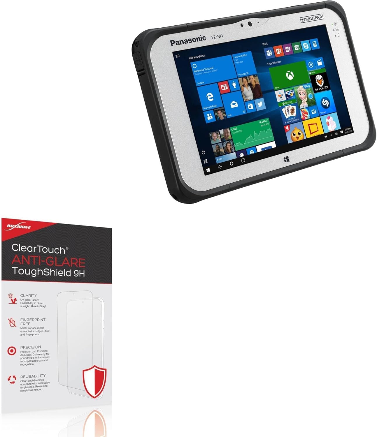 BoxWave Screen Protector Compatible with Panasonic Toughpad FZ-M1 - ClearTouch Anti-Glare ToughShield 9H (2-Pack), Anti-Glare 9H Tough Flexible Film Screen Protector