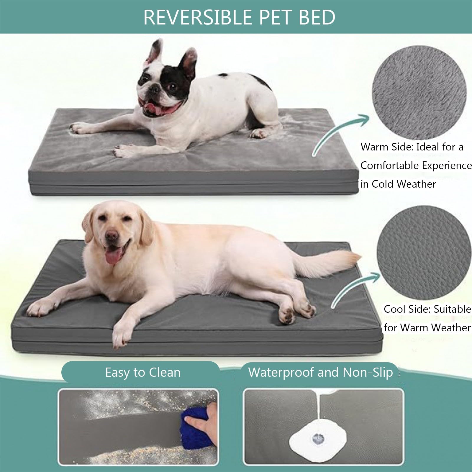 Hundebett OrthopäDisches Hundekopfkissen Waschbar Hundekissen Doppelseitig Hund Decke Hundebett Mit Polstern Weich Hundeplatz Anti-Haar Hunde Bett Ganzjahres UnzerstöRbar Hundesofa(Grey 1,91x68x7cm)