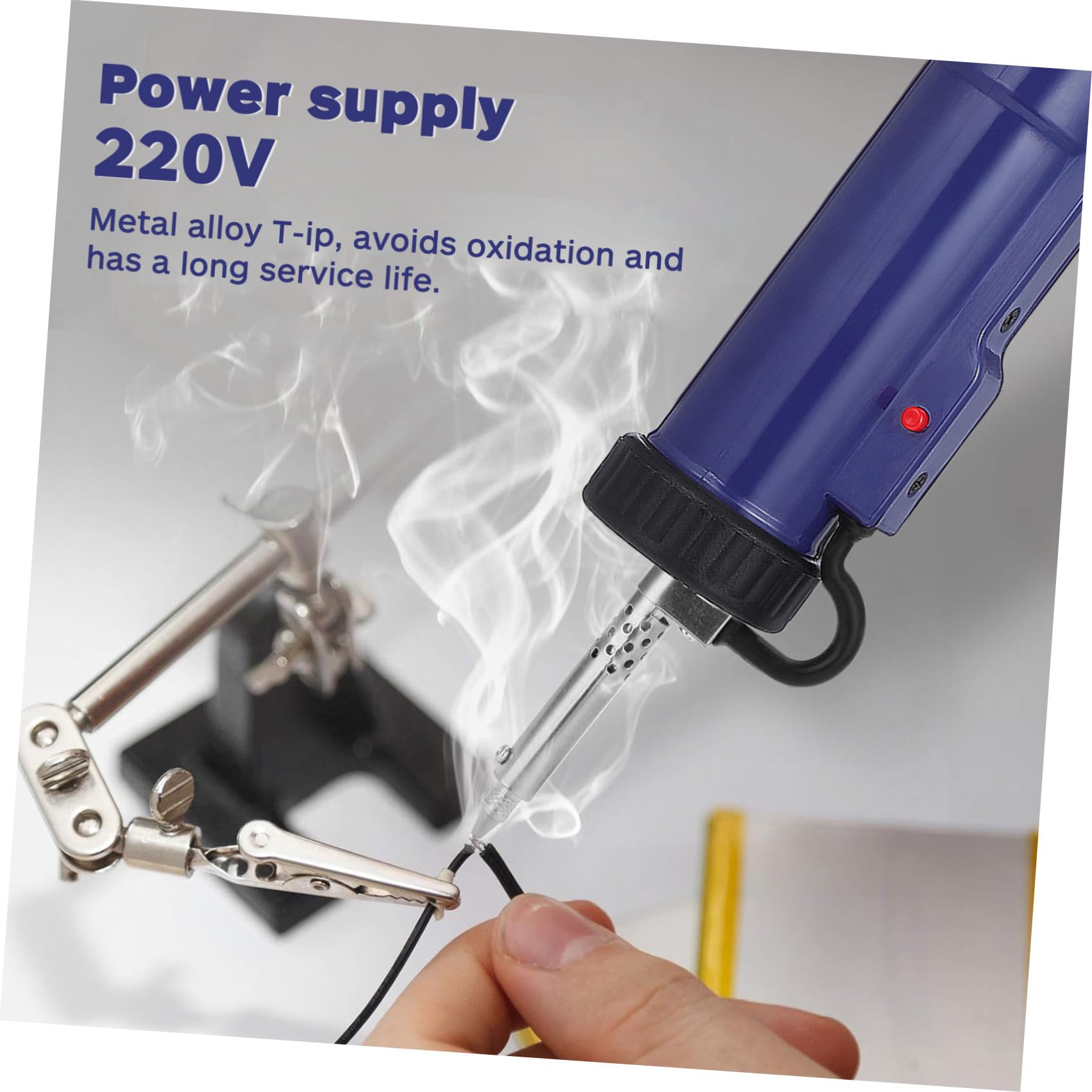 Bomba Desoldadora Eléctrica 350w Ac220 Portátil Azul | Calentamiento Rápido y Absorción de Estaño, Boquilla de Succión y Puntas Reemplazables, Acero Inoxidable Cobre Eva