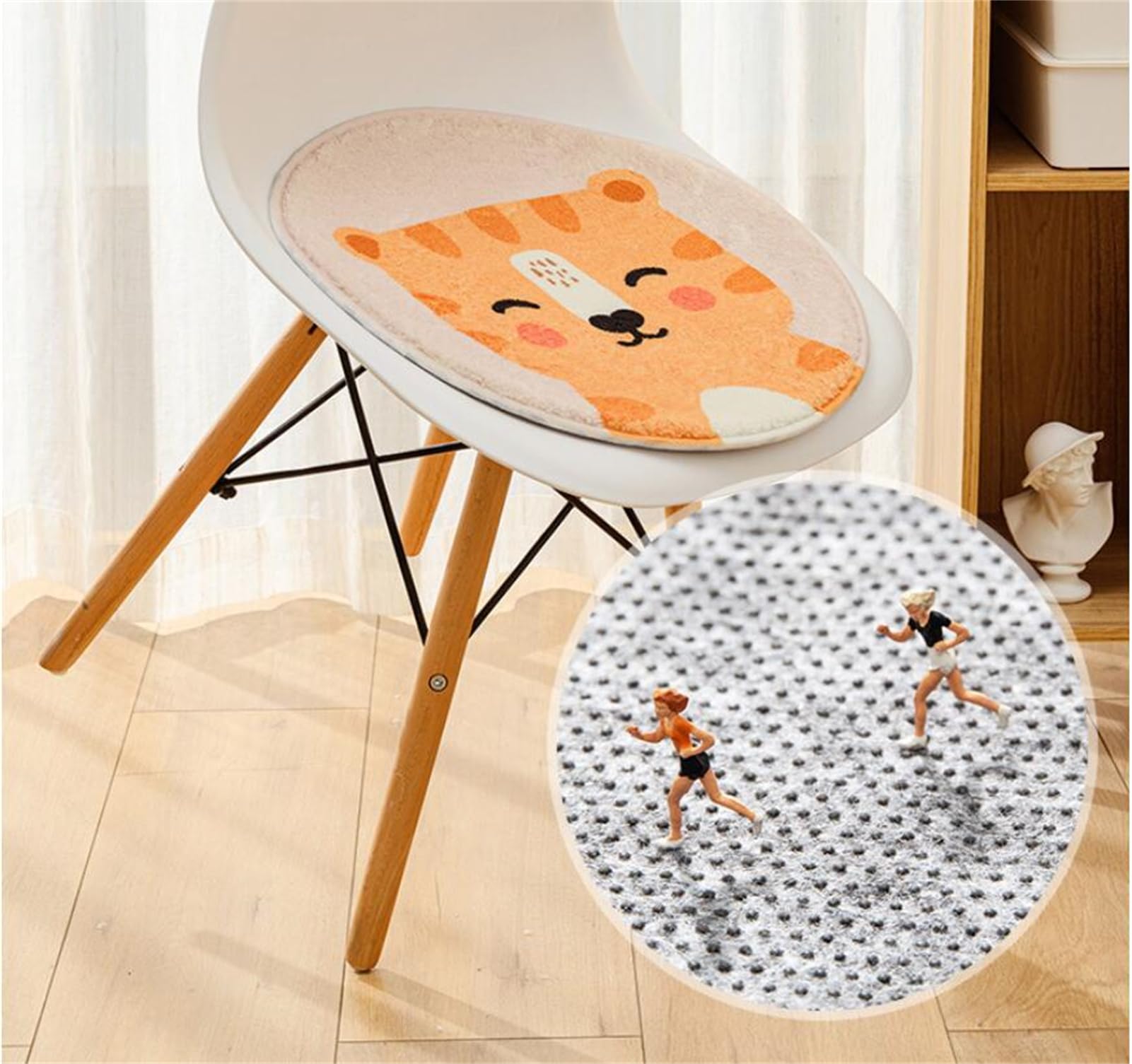 Herfair 2er-Set Sitzkissen Kinder, Runde Stuhlkissen Kinder Schule, Sitzkissen 30x30 cm Stuhl Sitzpolster Bodenkissen Kinder Weich Sitzauflage Cartoon Tier Bodenkissen Kinder (Tiger)