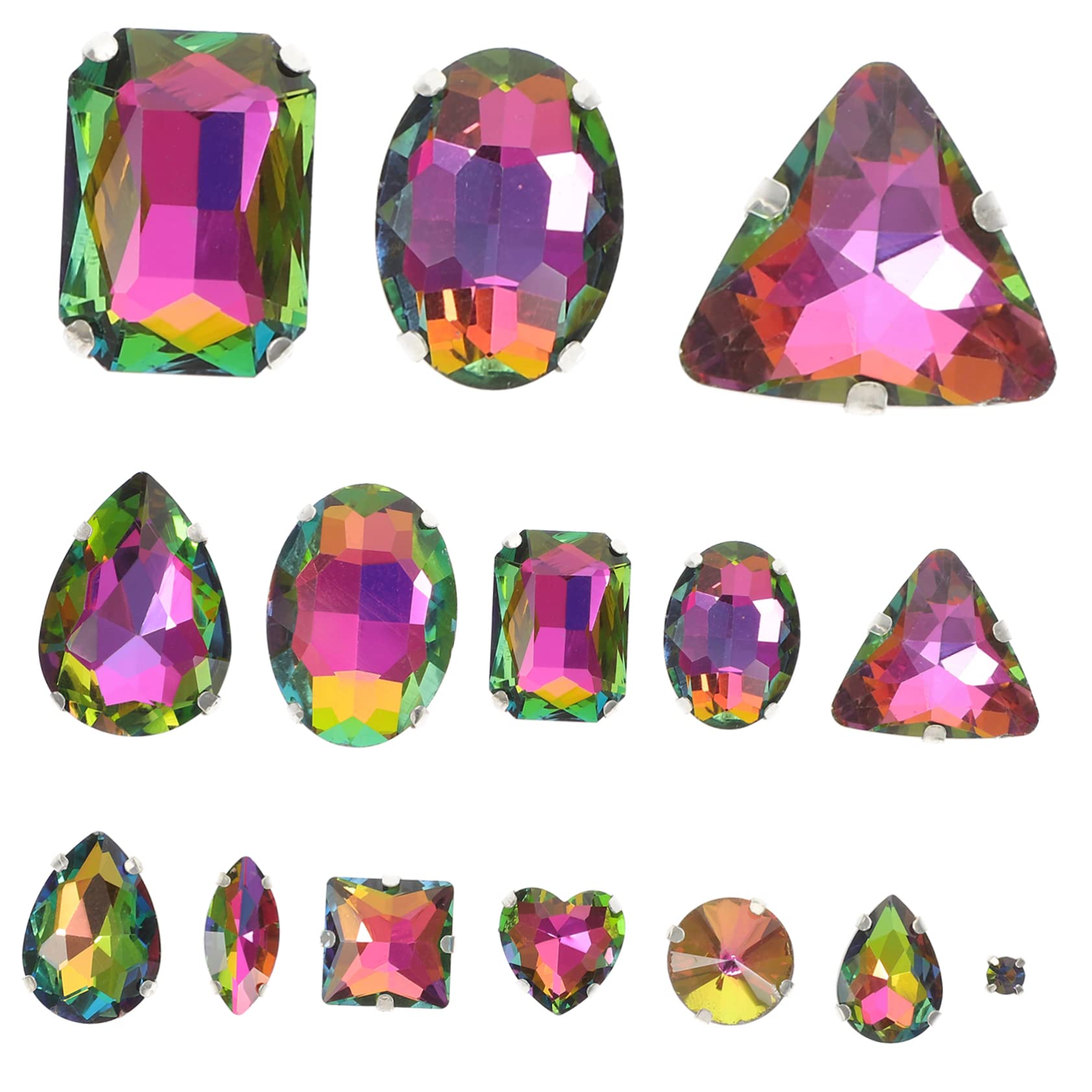 Lurrose 100stücke Rhinestones Für Dekorationen Glitzernde Glassteine Aufnähen Für Kleidung Taschen Und Accessoires Für Hochzeitskleider Und Handarbeiten