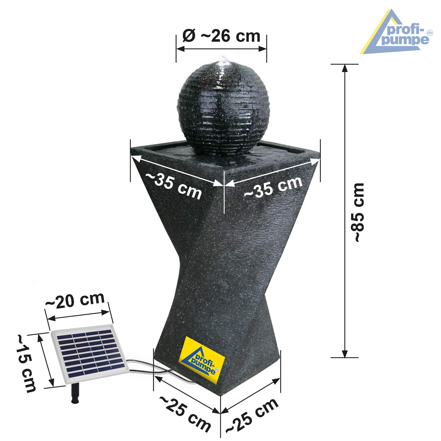Solar Gartenbrunnen Brunnen Solarbrunnen Zierbrunnen Wasserfall Gartenleuchte Teichpumpe für Terrasse, Balkon, mit Pumpen-instant-Start-Funktion mit Liion-Akku & Led-Licht