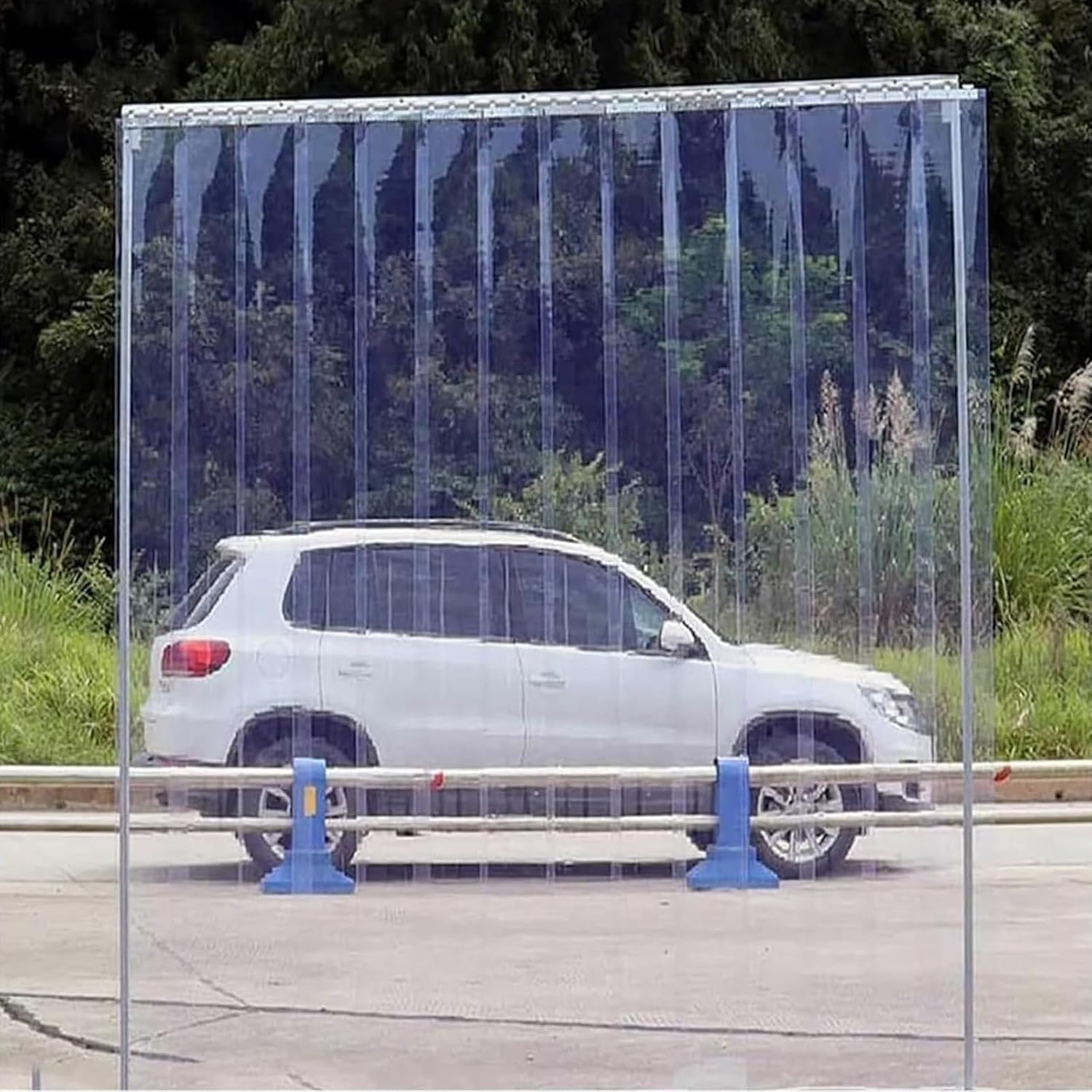 Commercial PVC Vinyl Strip Door Curtain Kit for Freezer & Warehouse Doorways, Clear Smooth Design, Easy Install Hardware Included, 90.55"x35.43" (W90xH230cm)