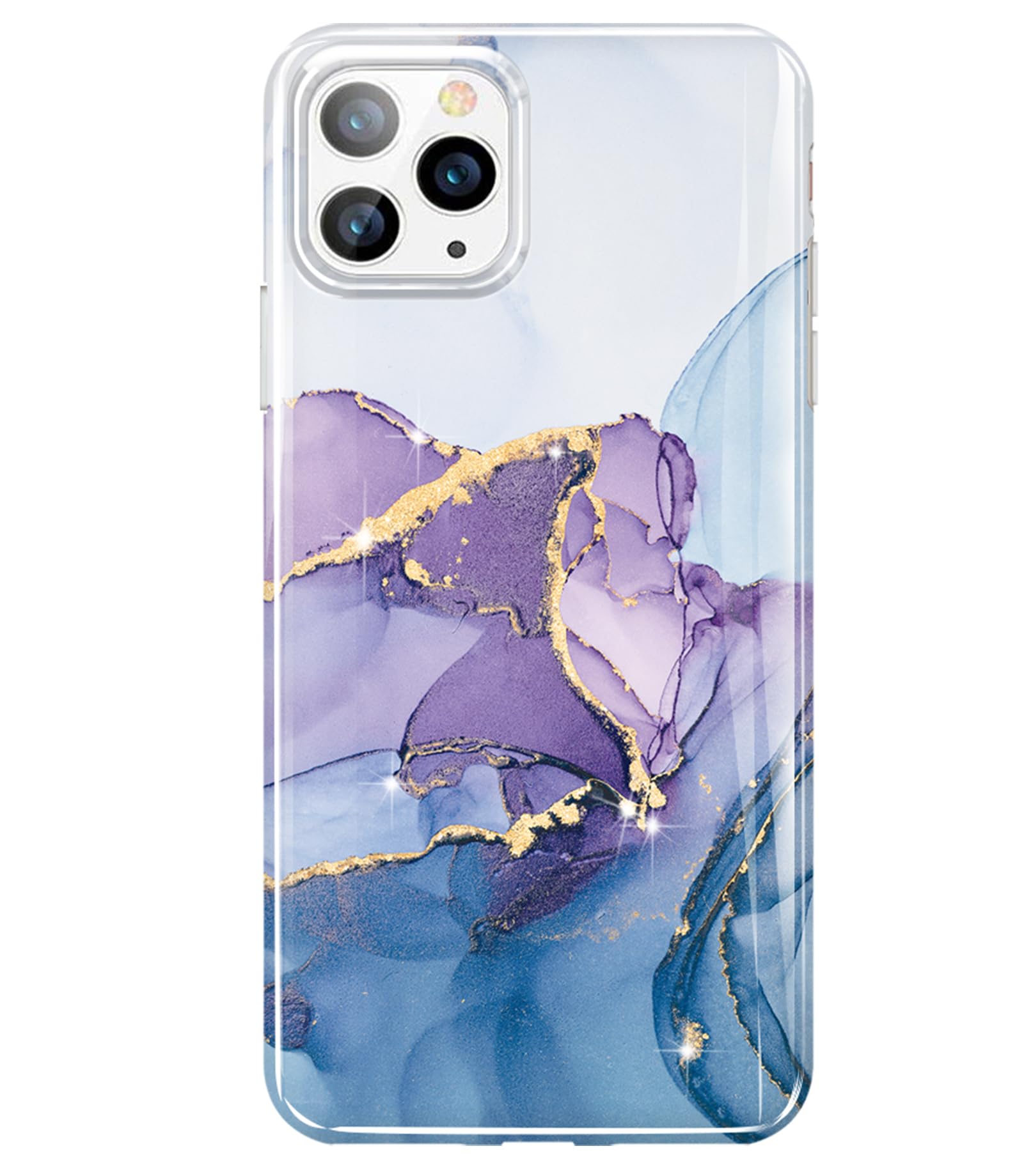 Luolnh Gold Glitter Sparkle Case Compatible With IPhone 13 Case Marble Design Shockproof Slim Soft Silicone TPU Bumper Cover Phone Case For IPhone 13 6.1 Inch 2021(White&Dark Blue - View #8
