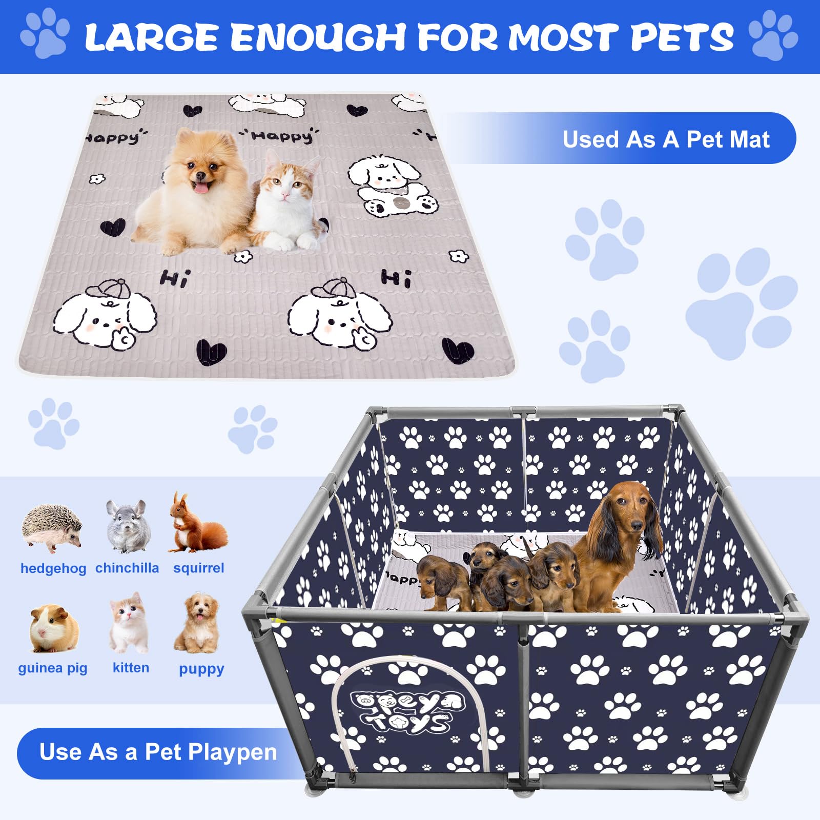Scatola Quadrata per Cuccioli per Cani di Taglia Extra Alta, Recinto con Rivestimento per Cuccioli, Indispensabile per Cani, Cuccioli, Grandi e Piccole Razze, 120 x 120 x 63 cm