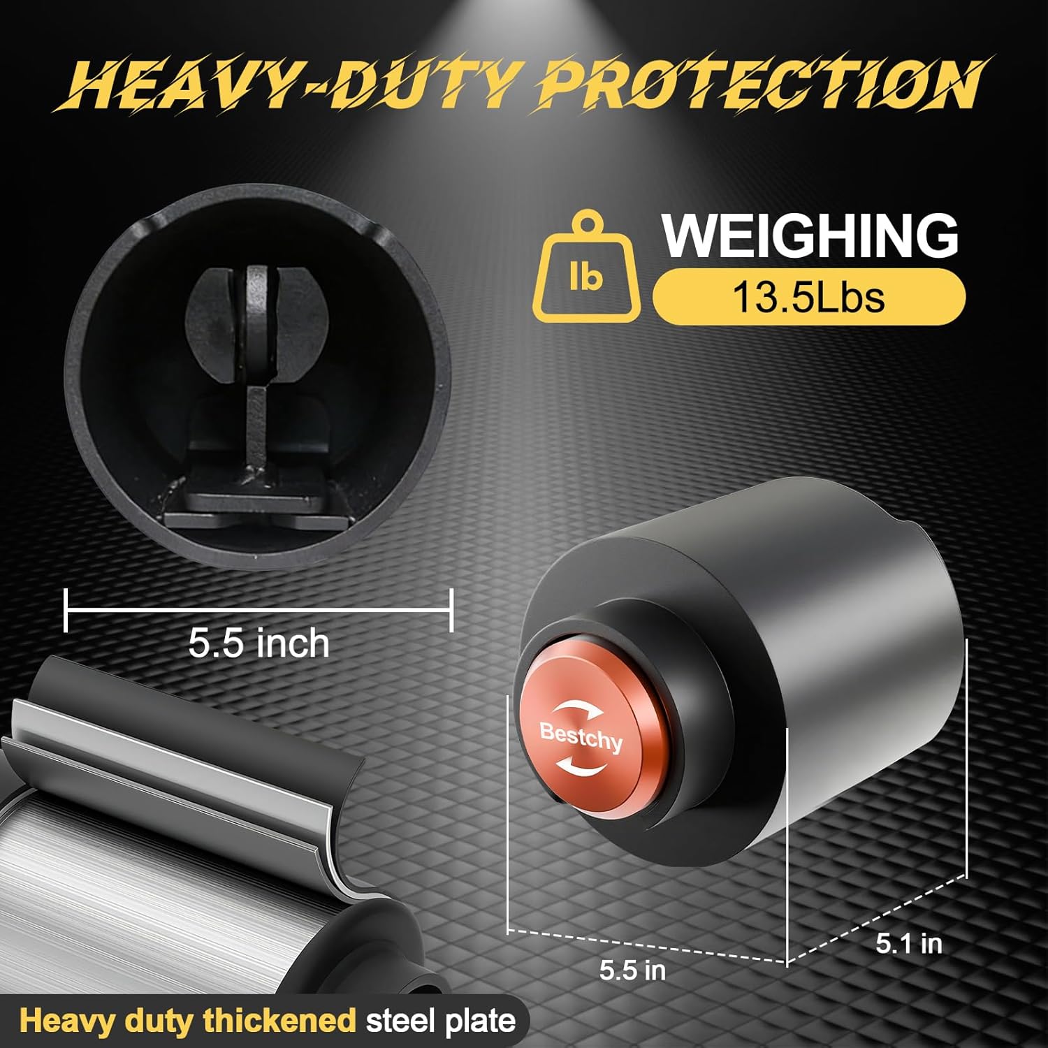 Trailer Lock, Fits 2-5/16 Inch Coupler, Secures Safety Chains Anti-Theft Ball Hitch Locks, Upgraded Stainless Steel Puck Lock, Pry Resistant & Heavy Duty Trailer Hitch Lock for RV/Trailer/Boat/Pickup