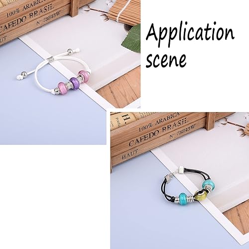 Miniatura 6 de Beadthoven 100 cuentas europeas acrílicas de color mixto con agujero grande con latón plateado doble núcleos de 0.551 x 0.354 in, patrón surtido de