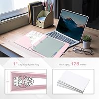 Vista 359 de Ospelelf Mini 3 Ring Binder, 2 Inch, Cute Pink Marble Binder for 5.5" x 8.5" with 5 Tab Dividers, File Folder Labels and Low Profile Clipboards