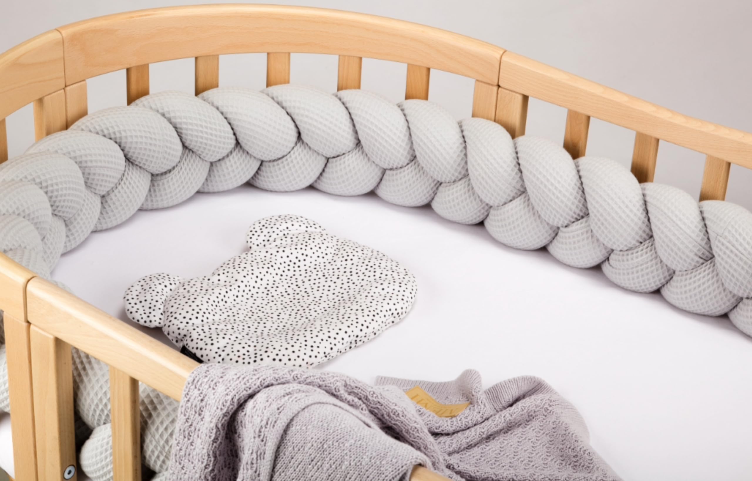 Lenzuolo con angoli Waldin, confezione da 2, piccolo e grande, per lettino OWAL 7in1 - biancheria da letto per lettino per bambini - cotone facile da pulire, super morbido e resistente, bianco