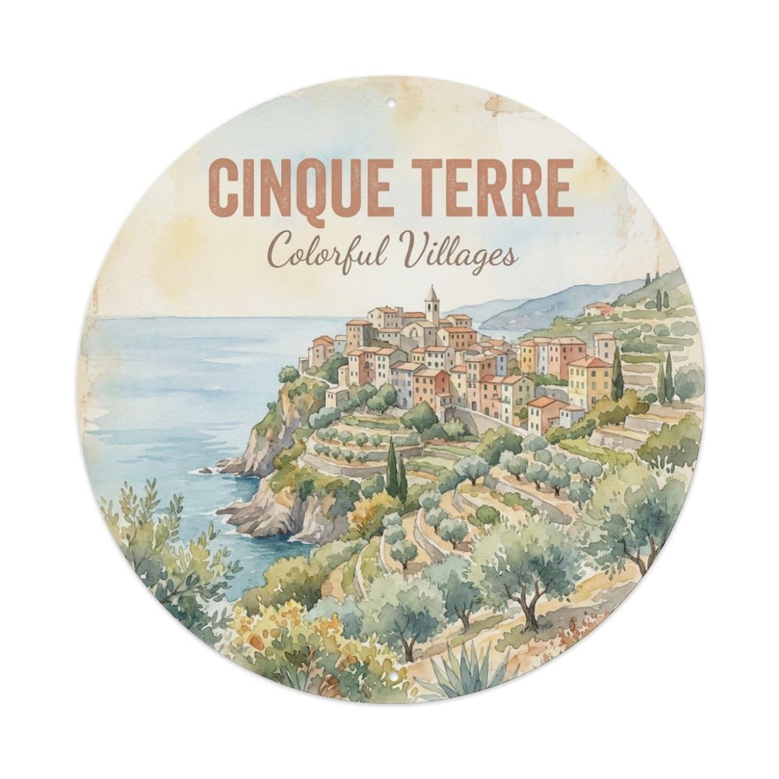 Metal Tin Sign Cinque Terre Italy Vintage Travel