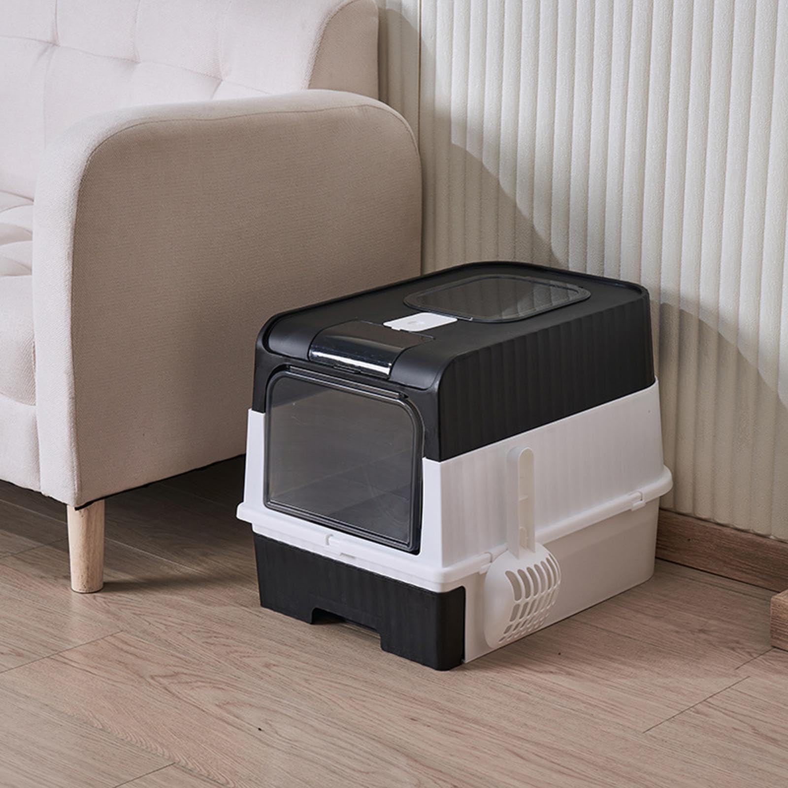 Arenero Plegable Grande para Gatos con Tapa, Totalmente Cerrado Y Fácil de Limpiar, Desmontable Y Fácil de Quitar.