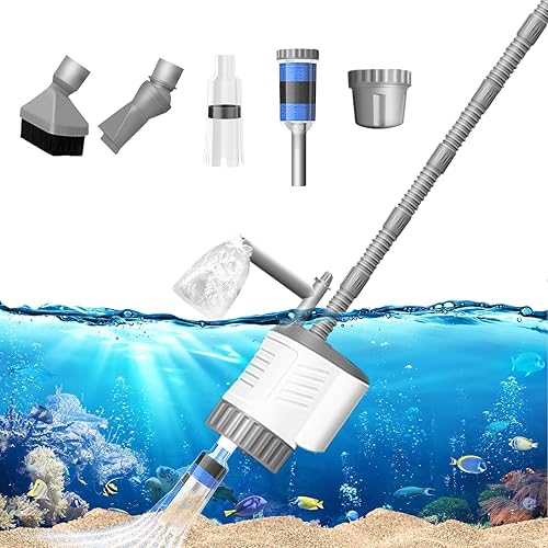 idellette Kit de sifón limpiador de grava para acuario, 6 en 1, herramientas de limpieza automática de peceras multifuncional, cambiador de agua,