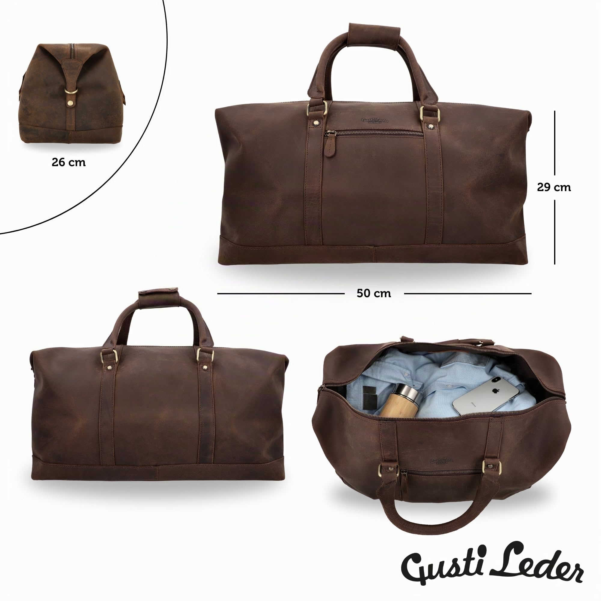 Bolso de Viaje Gusti - Ruben 36 litros Equipaje de Mano Bolsa de Viaje Maleta marrón Oscuro
