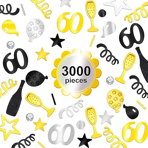 Miniatura 10 de 3000 piezas de confeti de cumpleaños con purpurina para decoración de cumpleaños, aniversario, mesa de papel de aluminio metálico, confeti con