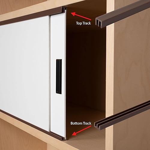 Miniatura 4 de OUTWATER Plastics - Juego de rieles para puertas correderas de plástico marrón de 4 pies de largo para paneles de 18 pulgadas de grosor (paquete de