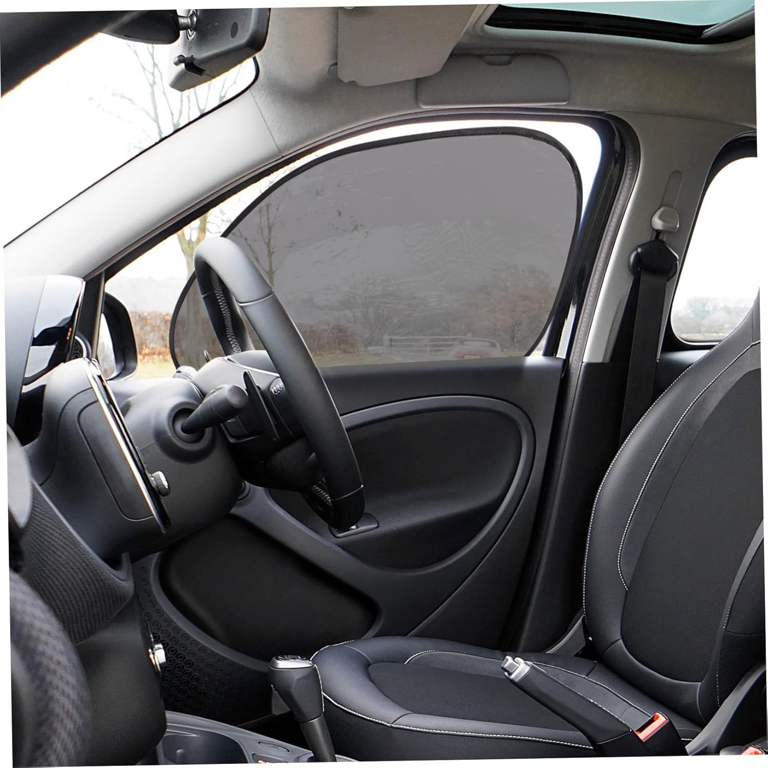 4PCS Static Cling Car Window Sunshade UV Protection PVC Film Heat Blocking Curtains for Car Interior Side Windows Easy Install and Remove