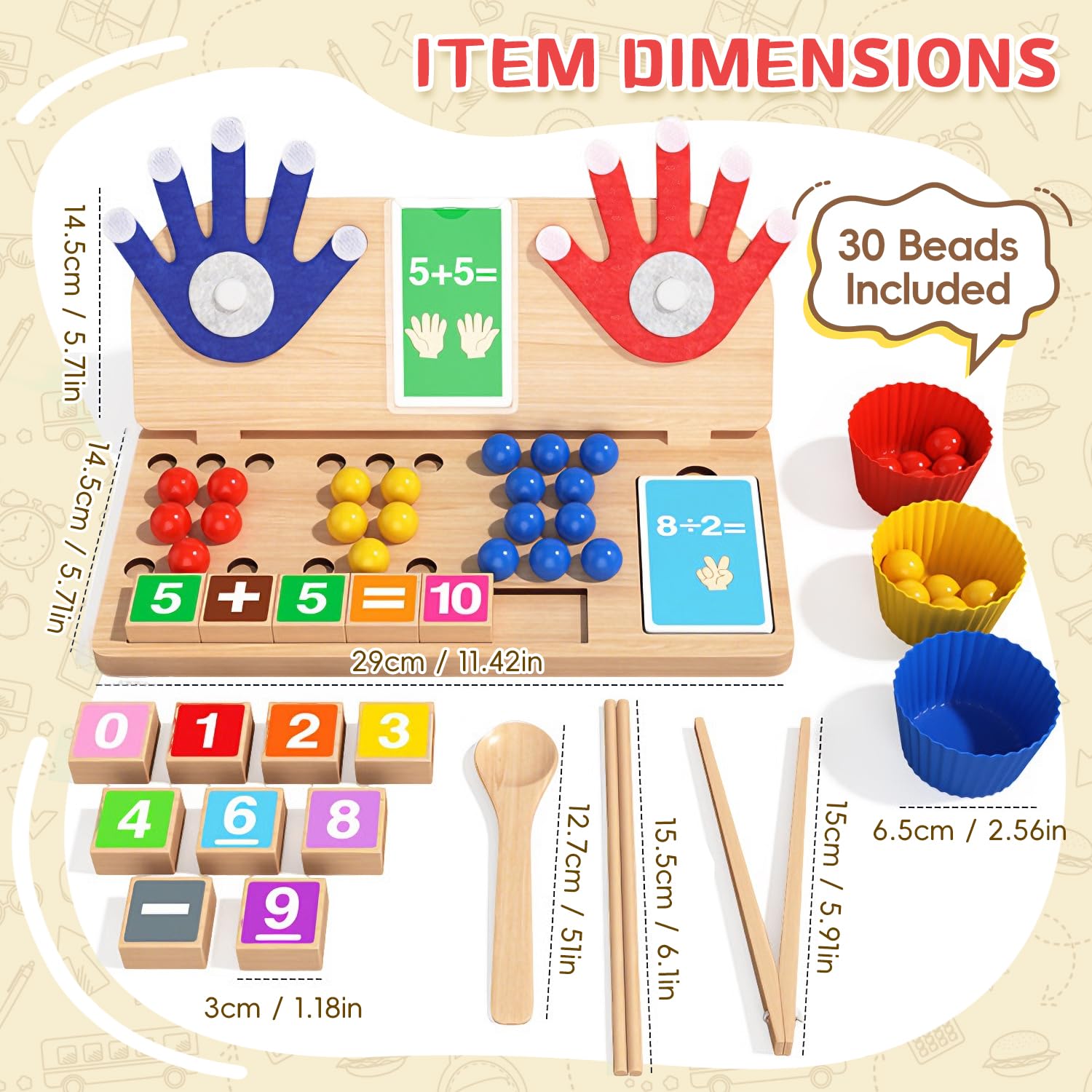 Juguetes Montessori 3 4 5 6 años, Juegos Educativos de Madera para Aprender a Contar y Números, Juego de Matemáticas con Psicomotricidad Fina, Regalo Niños Educación Infantil