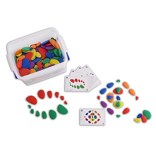 Miniatura 4 de Rainbow Pebbles - Juego de aula - Clasificación y apilamiento de piedras - Mega Set incluye 252 guijarros + tarjetas de actividades + Spinners