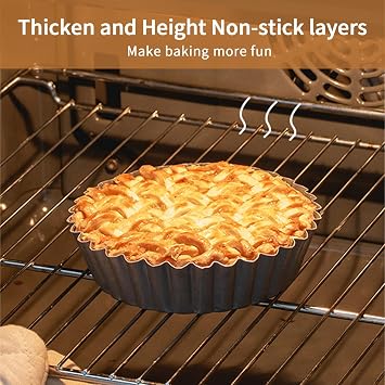 2 Pcs Quiche Tins with Loose Base, 28 cm 11 Inch Non Stick Tart Tin Loose Bottom Quiche Flan Dish Pie Dishes 5.5cm Deep Pan for Baking (Black)