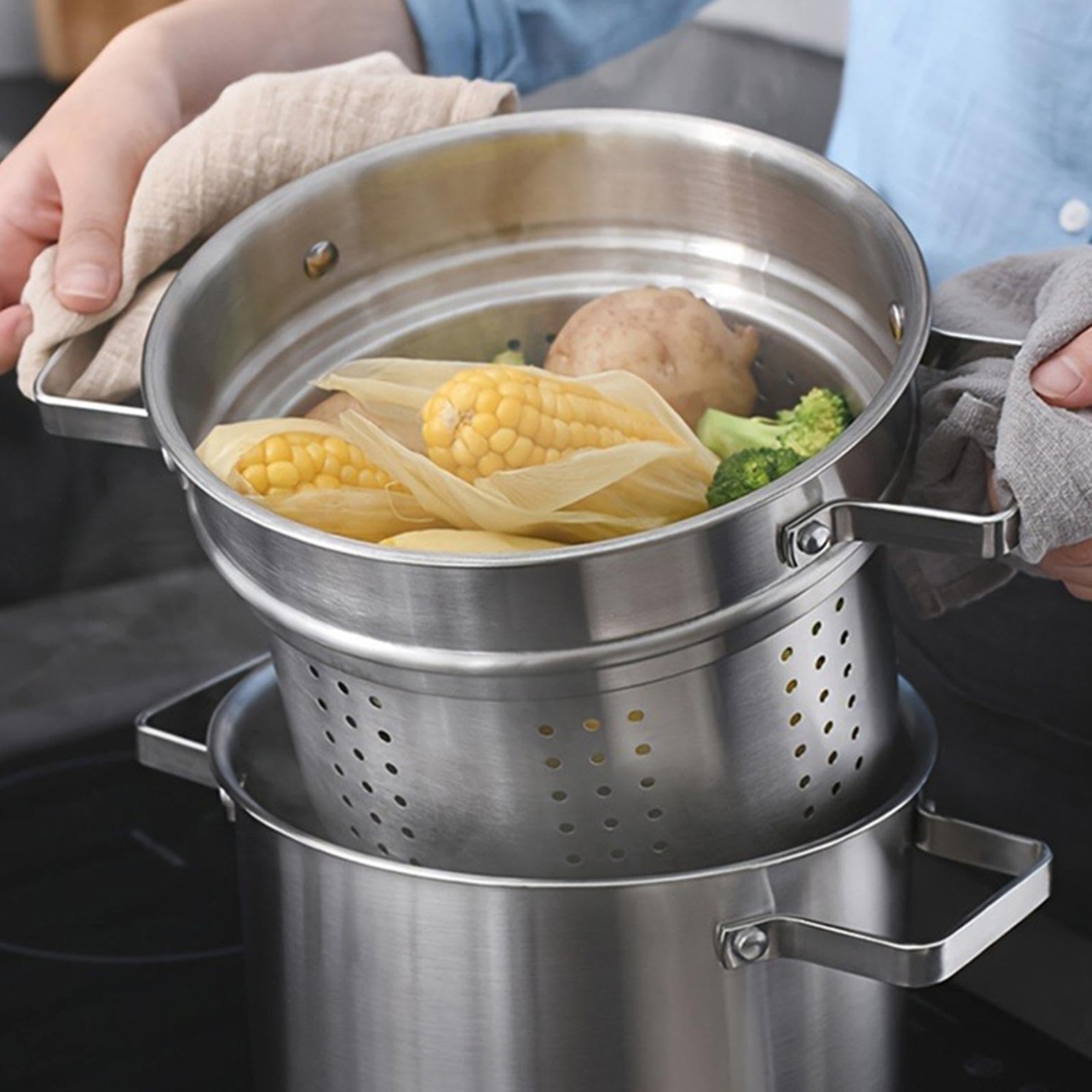 Sau Pot Frittiertopf Kochgeschirr Gemüse Spargelkocher Edelstahl Mit Dampfgarer Für Spaghetti Nudeln Gekochte Eier