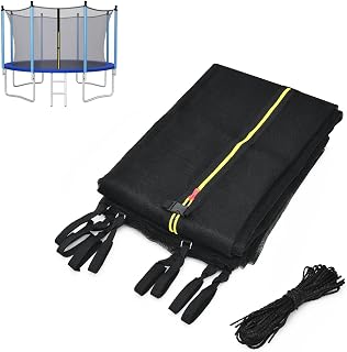 GYMAX Replacement Safety Net, 8ft 10ft 12ft Trampoline Netting with Double-Headed Zippers & Protective Buckles, Trampolines Enclosure Net for Kids, No Pole