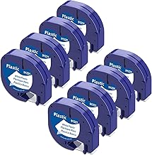 8x Aken Compatible with Dymo LetraTag Plastic Tape 12 mm x 4 m, Compatible with Dymo Letratag XR LT100H LT100T 200B, 91221 91201 Black on White