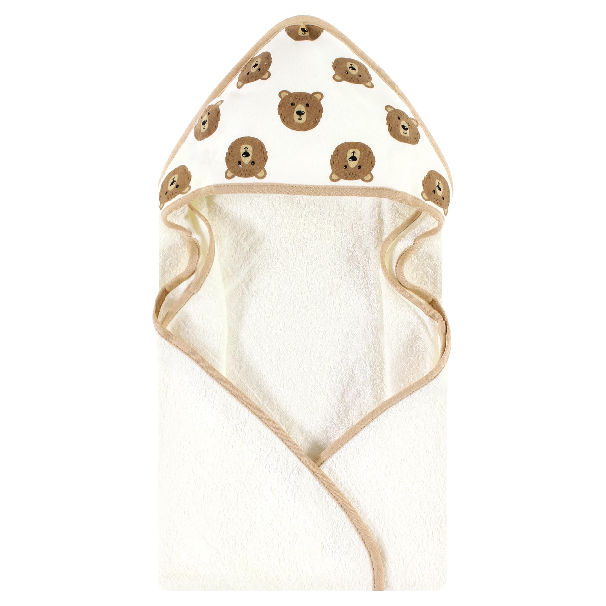 Hudson Baby Unisex Baby Cotton Animal Face Hooded Towel, Brown Bear 2-Pack, One Size