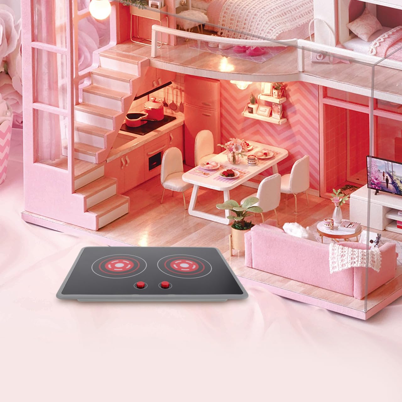 Milisten Plaque de Cuisson Induction Jouet pour Enfants - Cuisinière Électrique Miniature avec Sons et Lumières - Accessoire de Cuisine Réaliste pour Jeux de Rôle Fille et Garçon