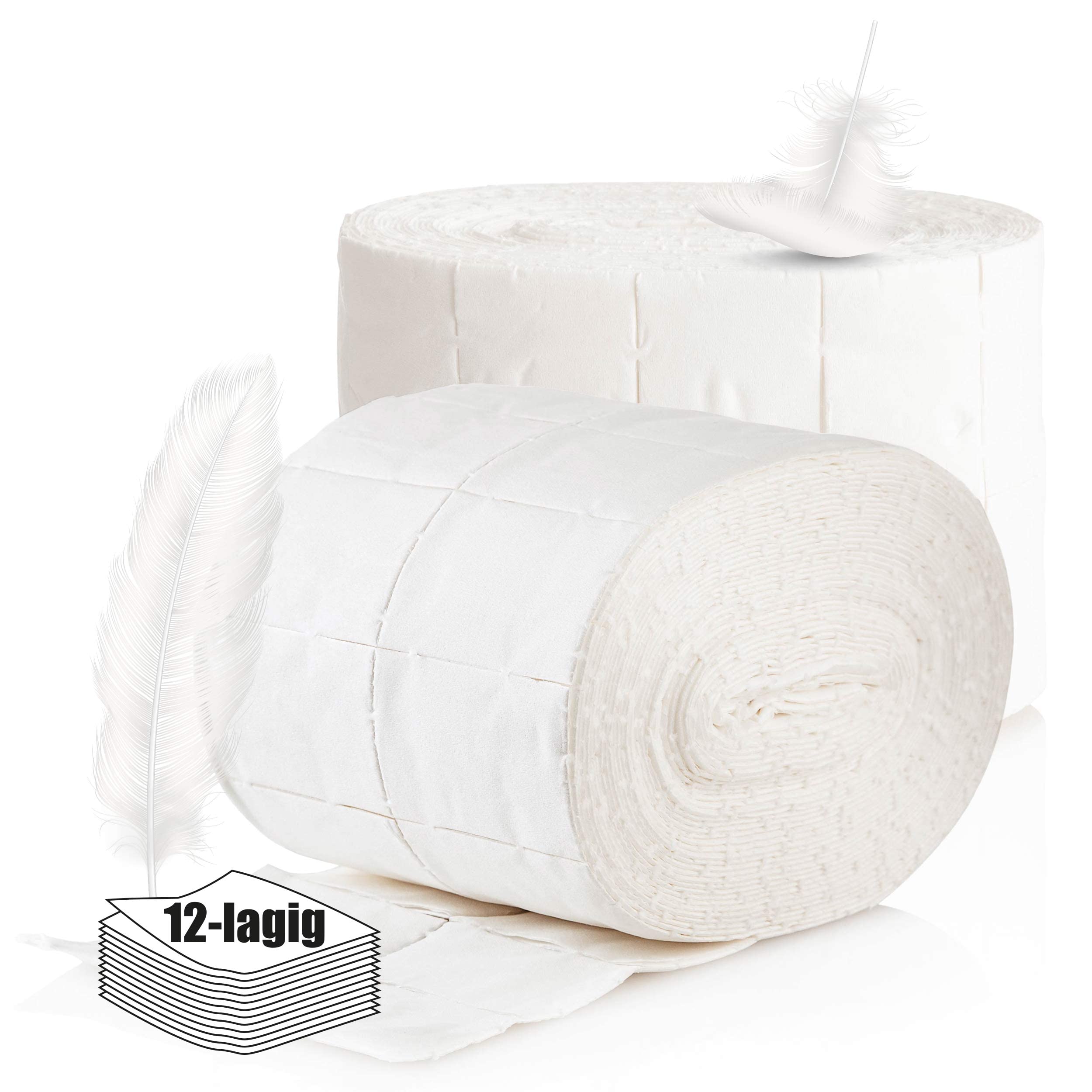 8x Rollen Kosmetex Zellstofftupfer Zelletten, Tupfer, Pads aus hochgebleichtem Zellstoff 12-lagig, 5x4 cm, 4000 Stück, 8 Stück