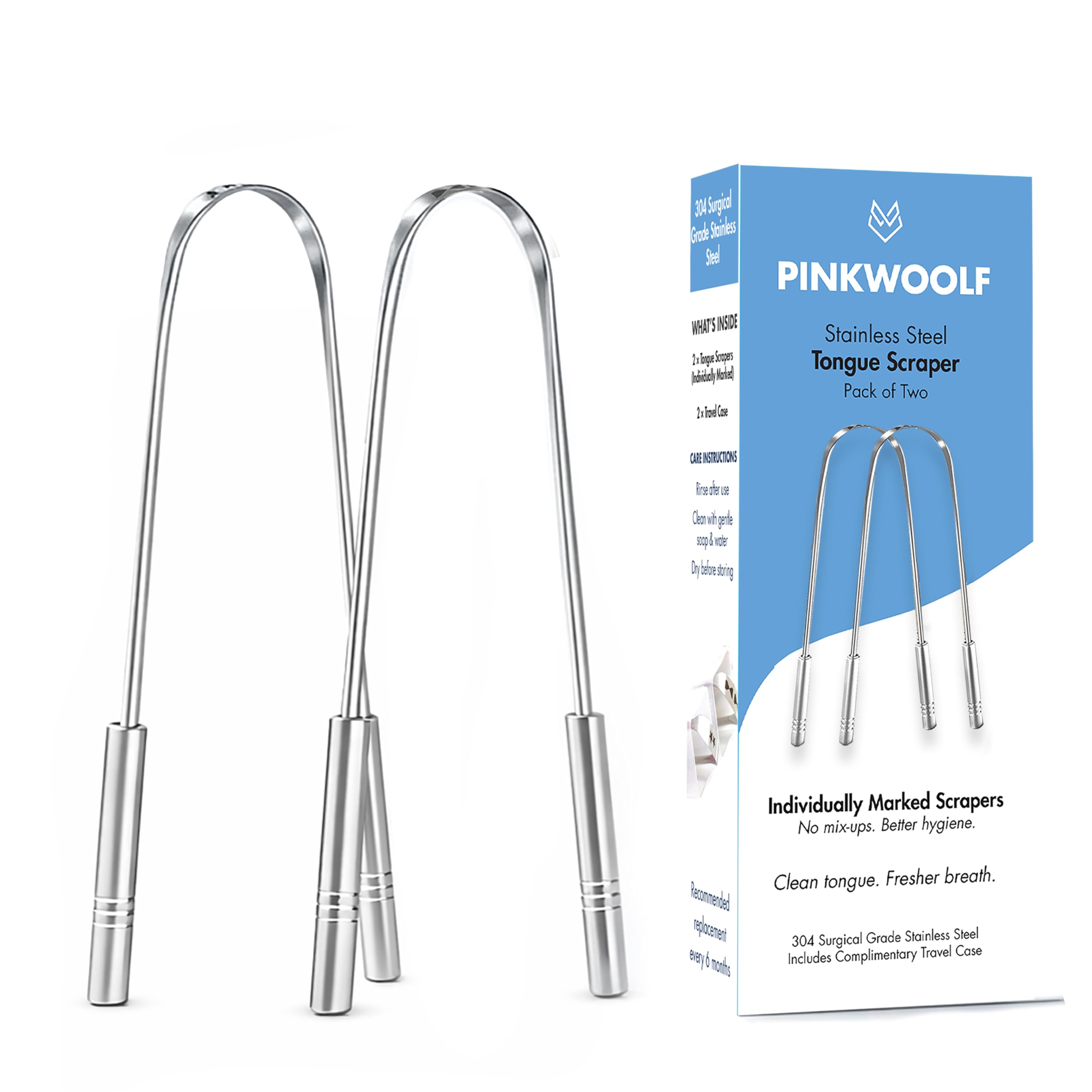 Amazon.com: Pink Woolf Stainless Steel Tongue Scraper for Bad
