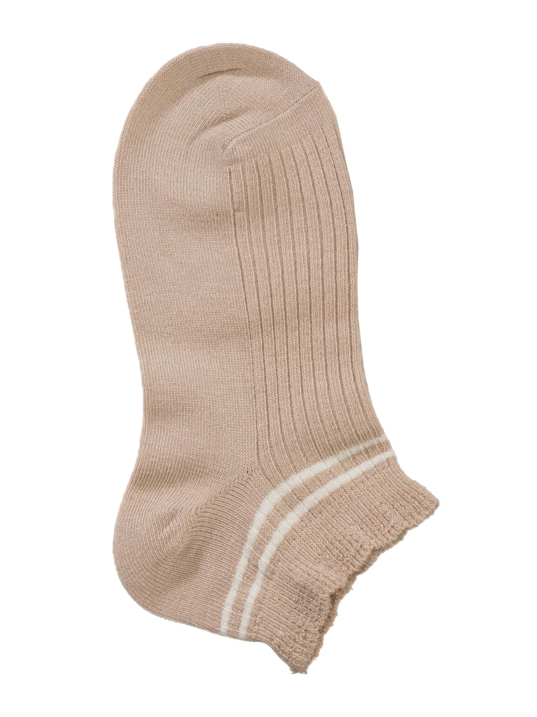Yellow Bee Cotton Striped Ruffle Cuff Ankle-Length Socks for Girls - 4 Pairs, Peach, Beige, Black and Cream, 10-12 Years - Image 6 thumbnail