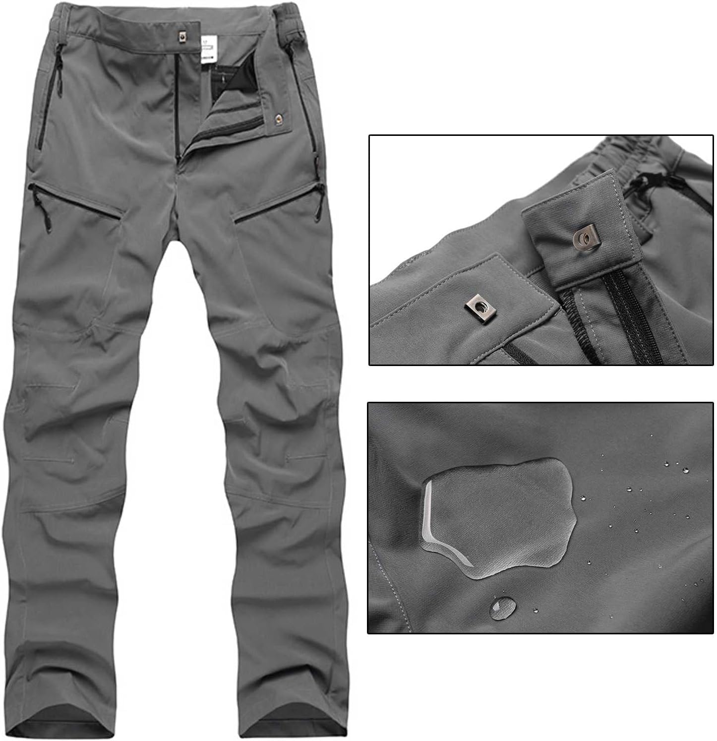Daily Wear Men's Outdoor Hiking Pants Ripstop Nylon Travel Pants  Lightweight, Quick Dry Cargo Pant, Water Resistance (Color : Light Gray,  Size : ...