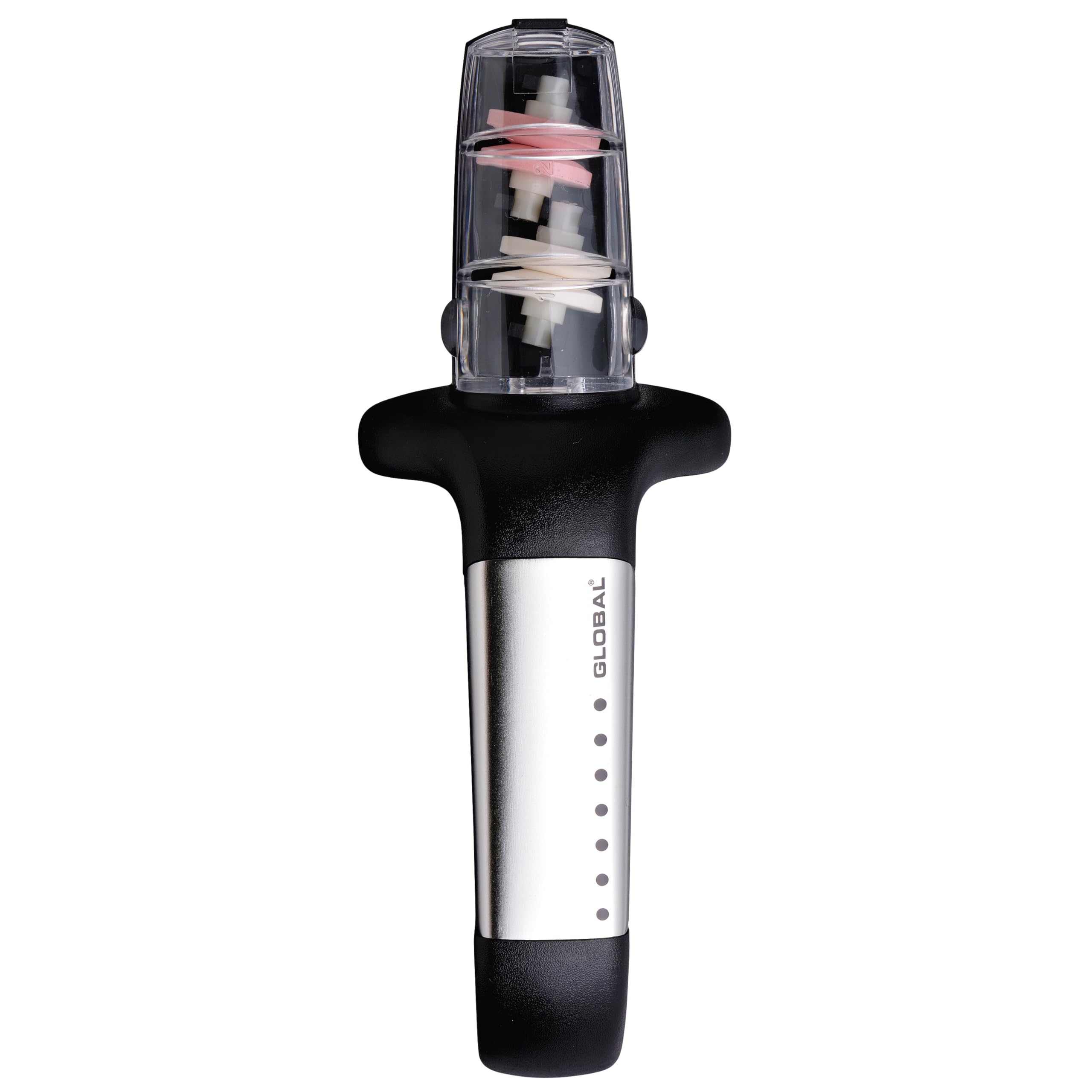 Global - G-913 Affilatrici, Affilatore d'acqua in ceramica a 3 livelli, acciaio inossidabile