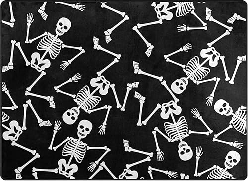 Miniatura 2 de Alfombra moderna lavable de 5 x 7 pies, diseño de figura muerta fantasmal, tapete suave de Halloween, tapete antideslizante para cuarto de bebé,
