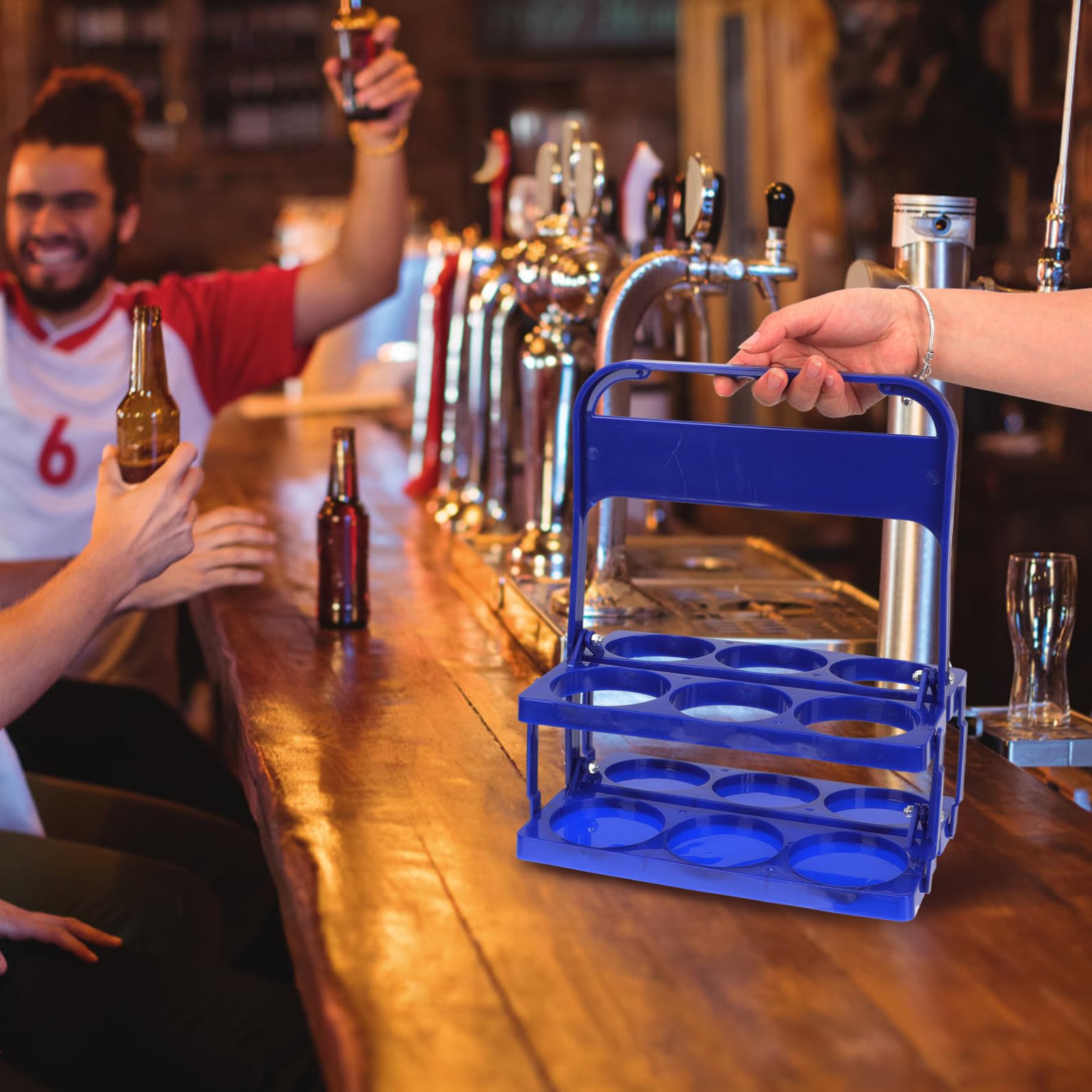 SECFOU Portabottiglie in Plastico 2 Pezzi Multifunzionale Pieghevole, Cestino Porta Bottiglie per Birra e Vino, per Feste Speciali e Regali Housewarming