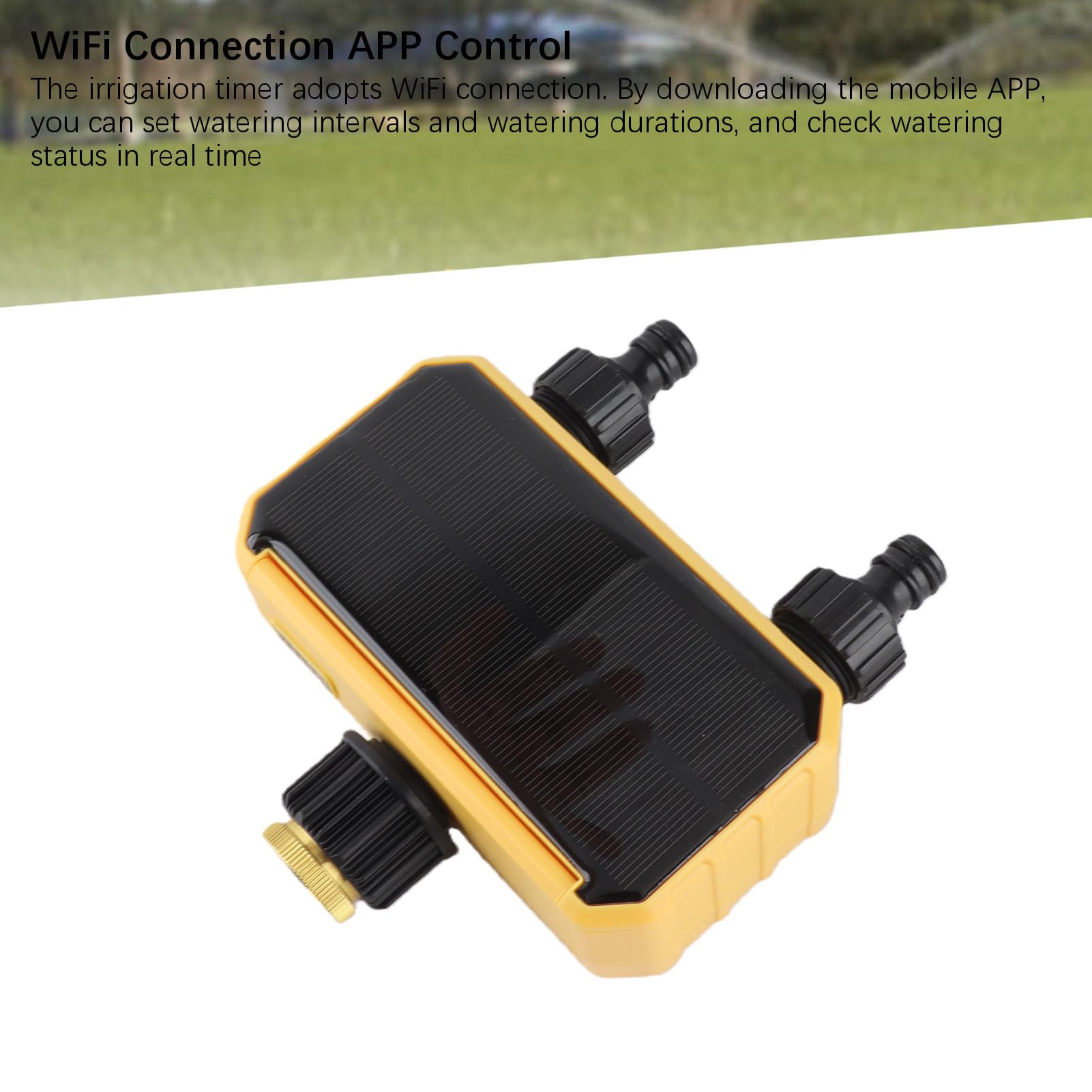 Timer per irrigazione solare 2 uscite, timer per irrigazione automatico con controllo APP con rilevamento della pioggia, batteria di riserva da 3200 mAh per irrigazione
