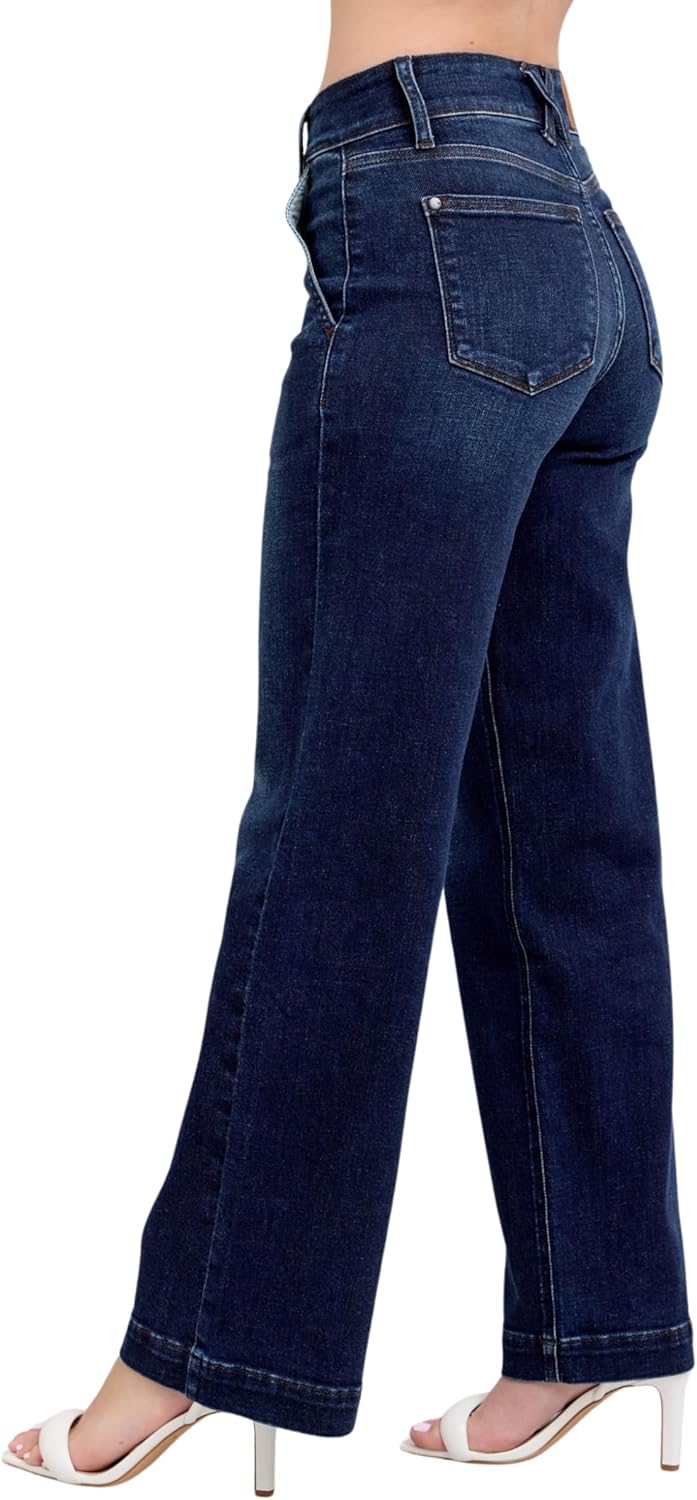 Judy Blue High Rise Wide-Leg Jean Dark Wash, Inseam 32"