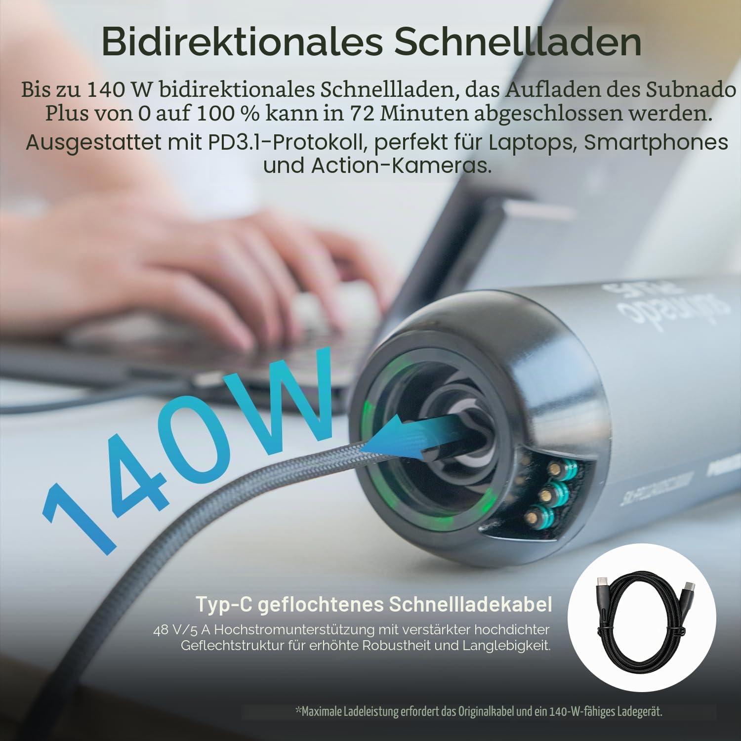 Waydoo Subnado Plus Unterwasser-Scooter, 800 W Motorleistung und 144 W Akku, 60 Minuten maximale Laufzeit, leichter und tragbarer Seescooter mit bidirektionalem Schnellladen zum Schnorcheln und
