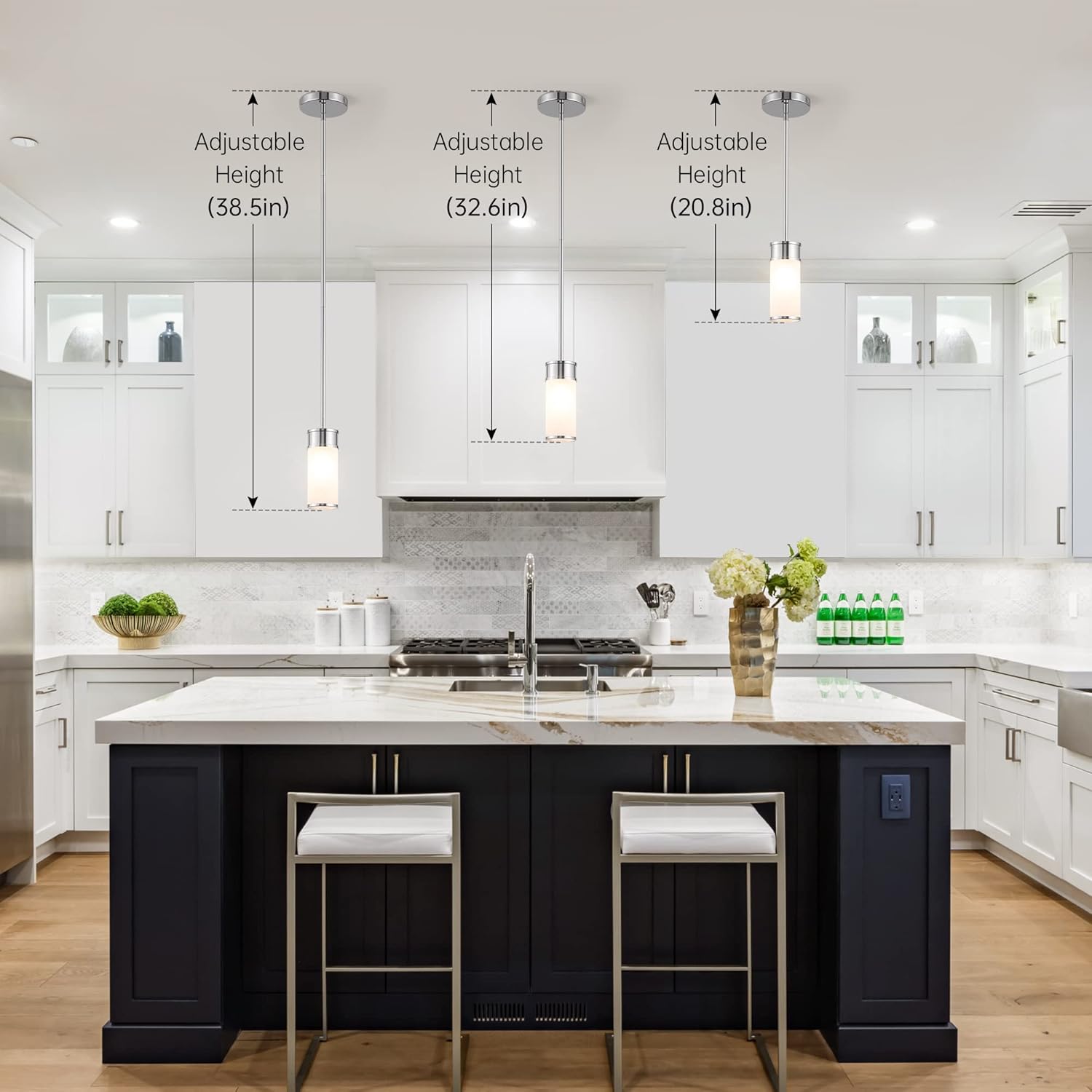 Lіmіtеd Dіѕсоunt HAHZT Pendant Lighting for Kitchen Island Pendant Light Fixtures for Farmhouse, Frosted Glass Pendant Lighting Modern Pendant Fixtures with Adjustable Hanging Rod(No Bulbs)