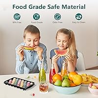 Vista 4 de Paquete de 3 bandejas de hielo para congelador, bandeja para cubitos de hielo con tapa y contenedor, molde redondo para cubitos de hielo, máquina