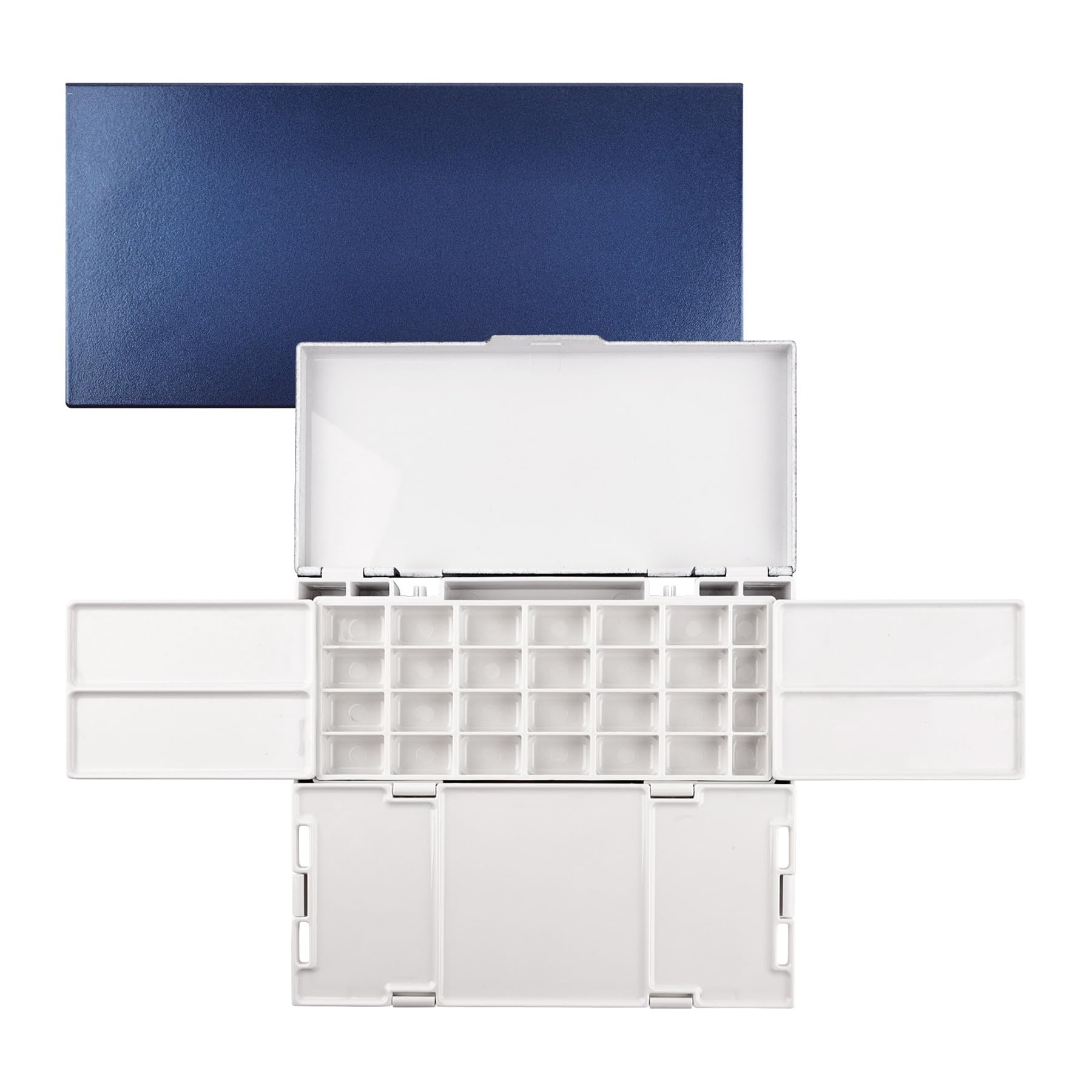 Paleta impermeable de 28 pozos con 4 bandejas de mezcla extraíbles, ideal para pintura de viajes al aire libre, perfecta para artistas de acuarela y aficionados.