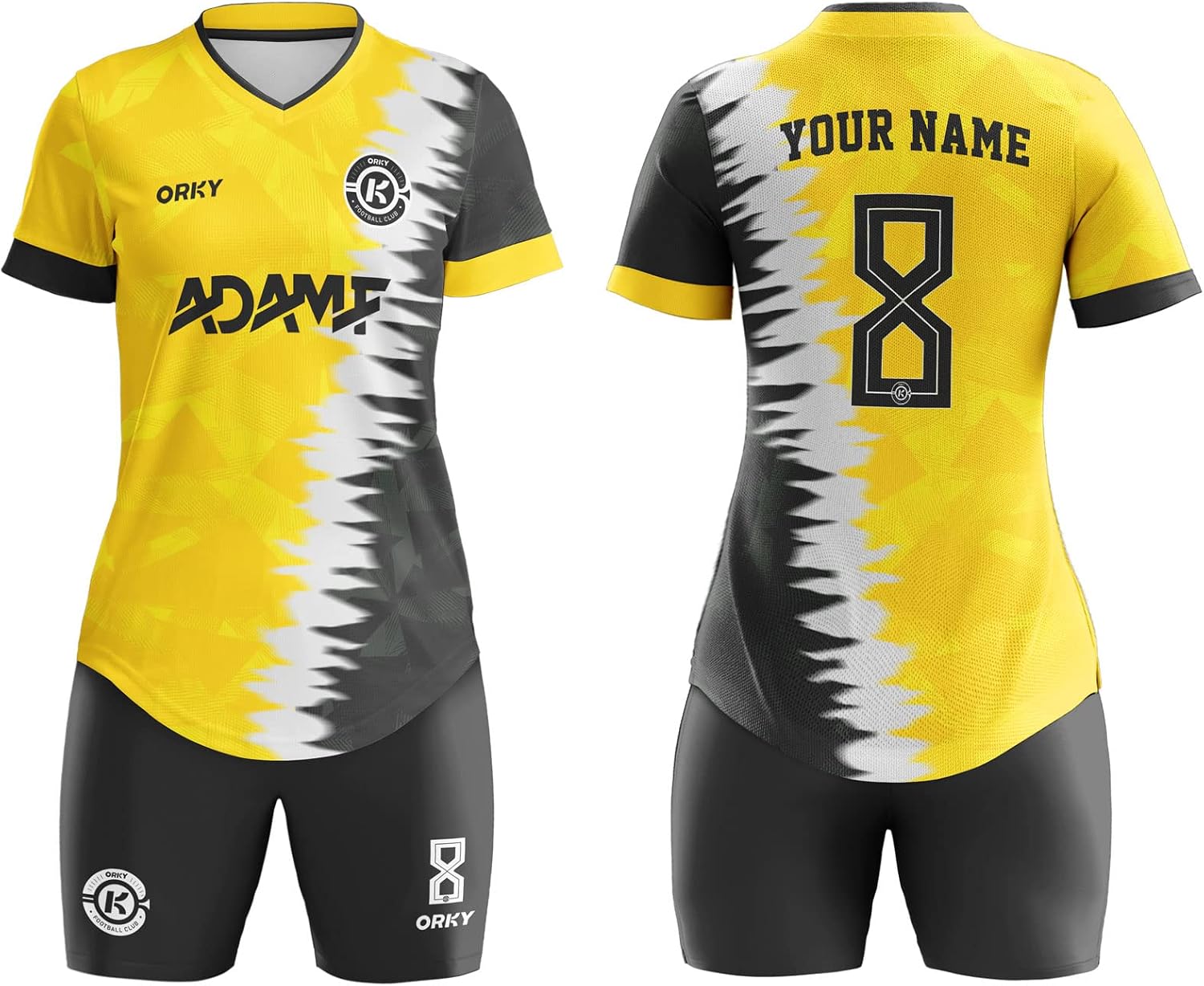 ORKY Custom Soccer Jersey, Women Futbol Shirt Short Set, Personalize Name Team Sport Uniform