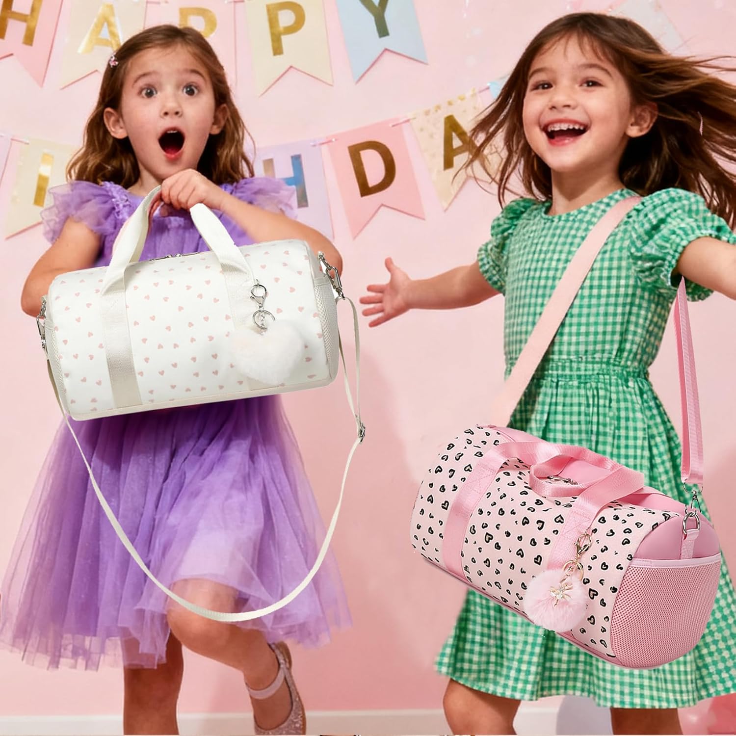 Dance Ballet Bag for Girls 4-6 Ballerina Gymnastic Bag Toddler Small Duffle Dance Bags for Little Dancers,Glitter Material,14"*8.26"*8.26" - Image 8