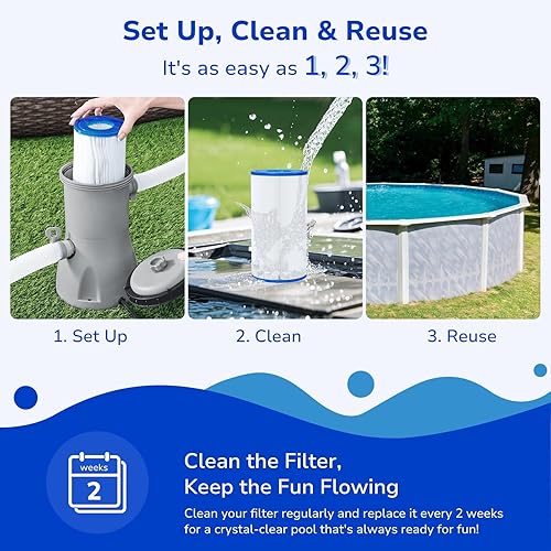 Miniatura 6 de Fil-fresh Cartucho de filtros de piscina tipo A o C compatible con bomba de filtro Intex Krystal Clear 53010001500 GPH, reemplaza a Intex tipo A o