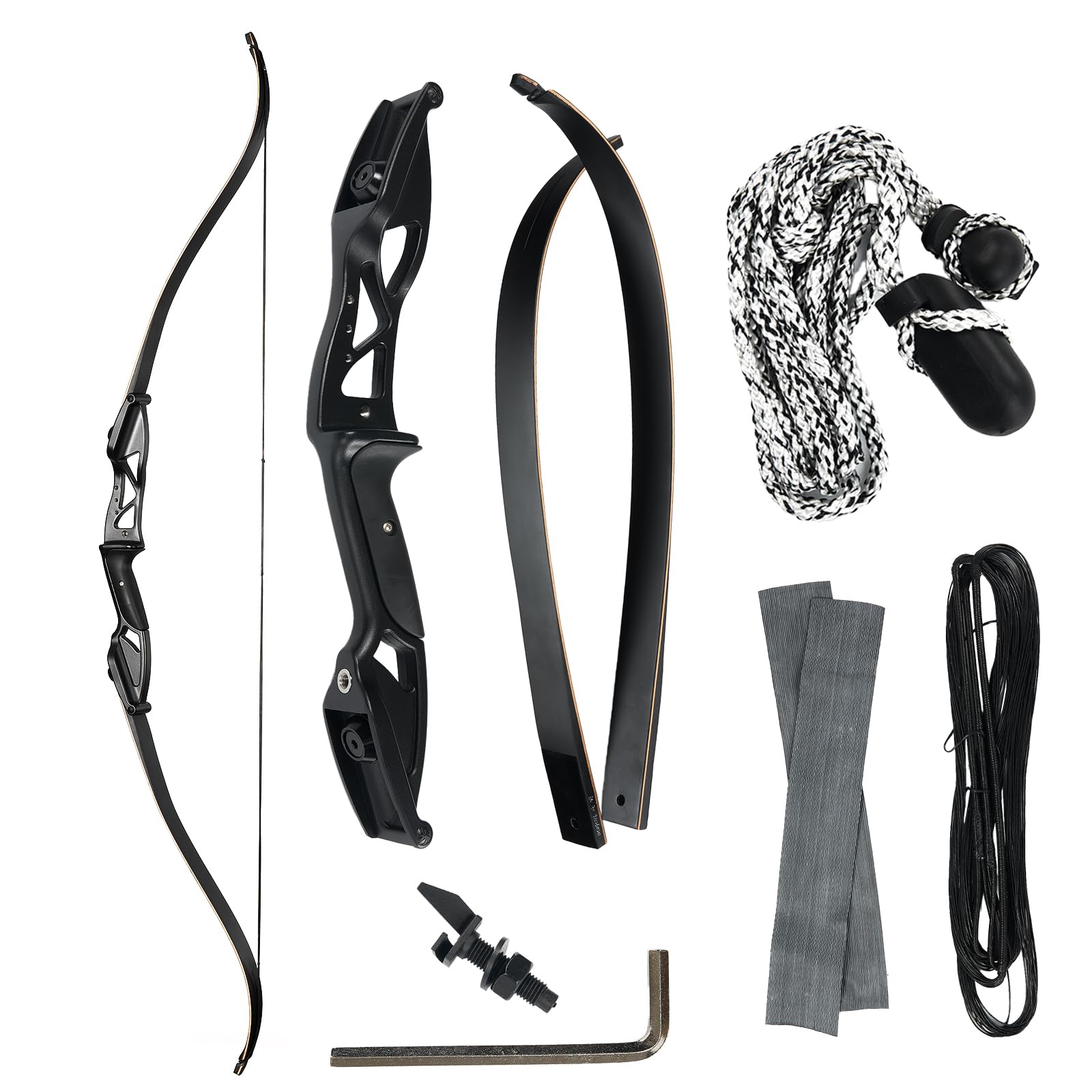 Jagd-Recurvebogen 56 Zoll, Metall-Takedownbogen mit laminierten Limbs, 30-50 lbs Zuggewicht, für das Wildnis-Bogenschießen