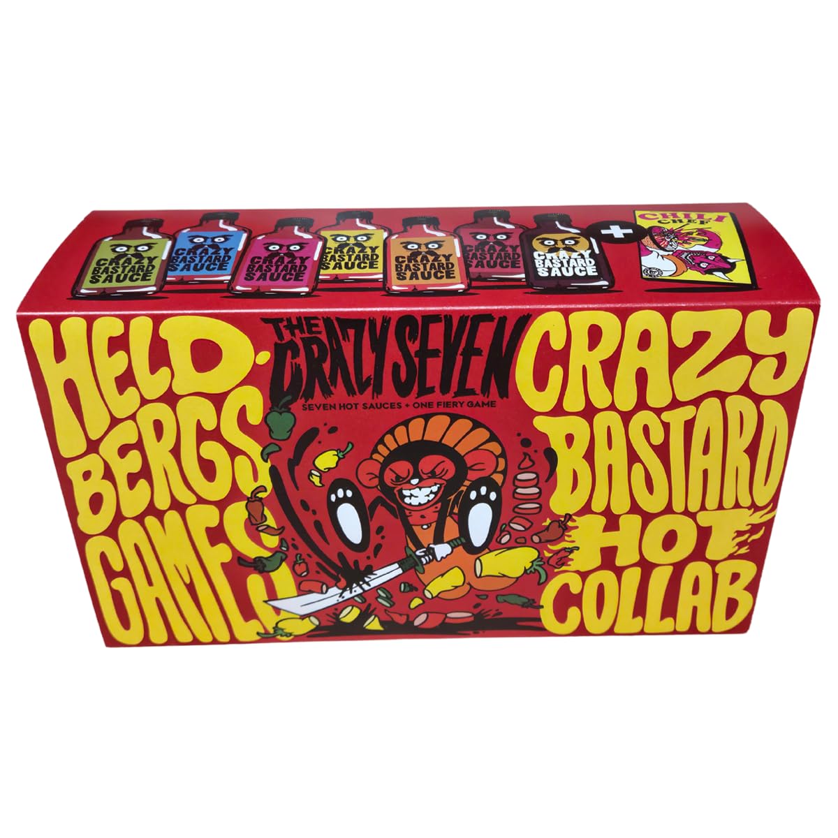 Crazy B Sauce - THE CRAZY SEVEN - 7 HOT SAUCE FUN PACK (7 x 100ml Flasche) - Game Geschenkset für Griller und Chili-Fans