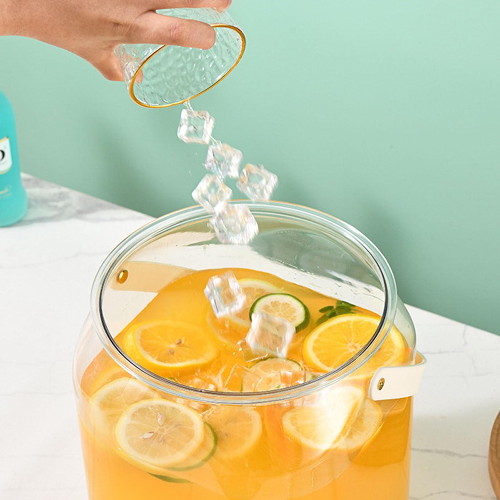 Dispensador de bebidas para barbacoa al aire libre, resistente a fugas, mango ergonómico, jarra de agua eficiente, dispensador de bebidas de fiesta de gran capacidad con tapa