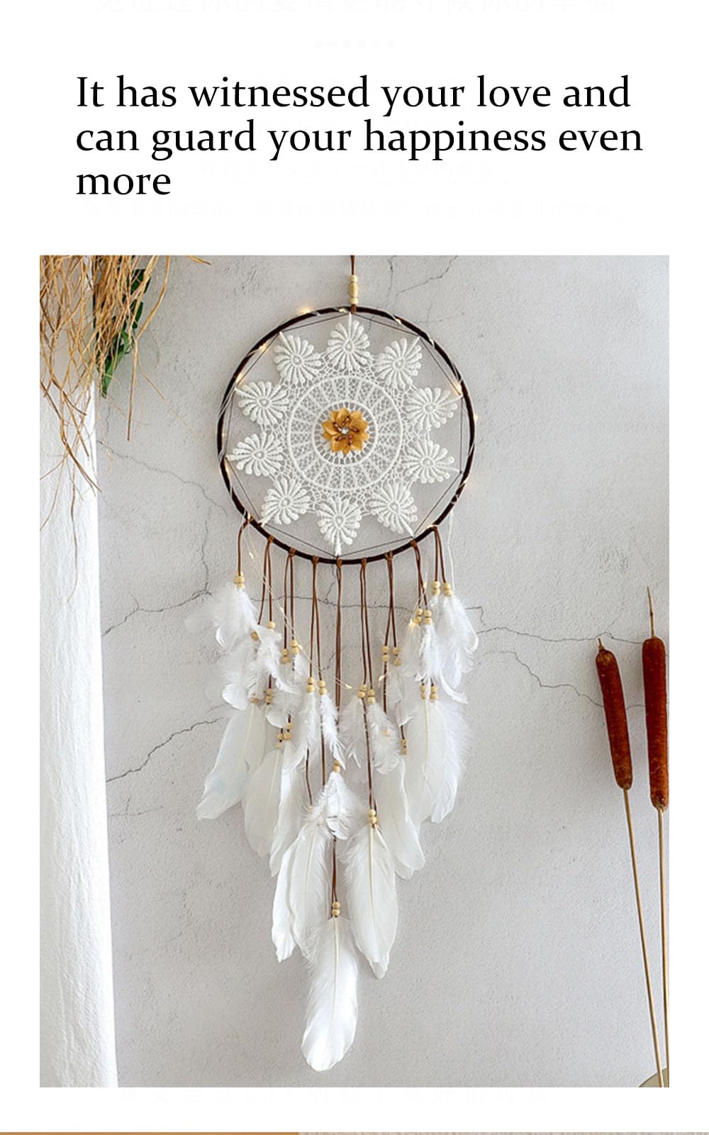 Hecho a Mano Estilo Boho Dream Catcher Feather Tassel Decoración Tejido Wall Hanging Home Decor Dormitorio Living Room Wedding Party, decoración de Coches Adecuado para Todos los Grupos